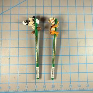 Disney Mickey and Tigger Safari Pencils with Toppers Animal Kingdom Vintage NWT